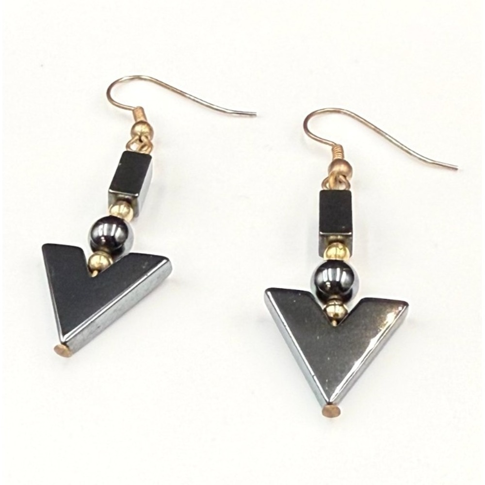 Hematite Arrowhead Drop Earrings - Elegant Gunmetal Women’s Jewelry